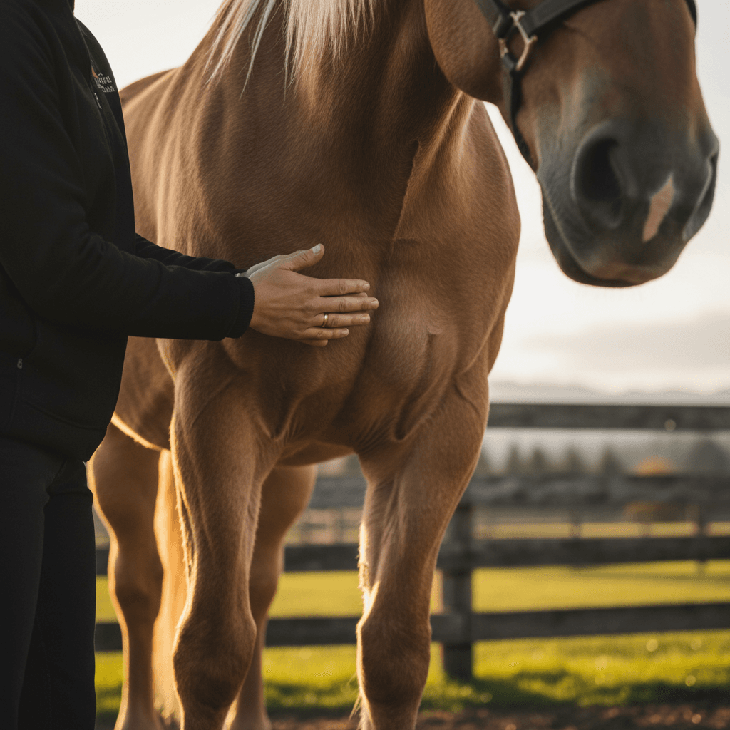 Veterinarian examining horse